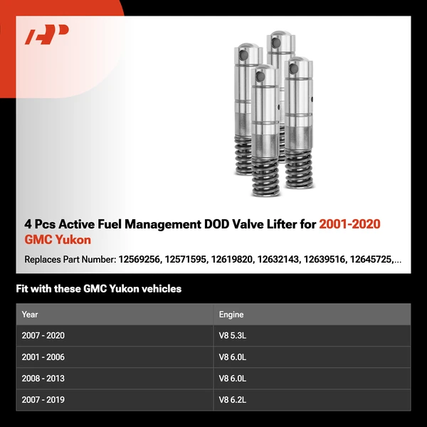 4 Pcs Active Fuel Management DOD Valve Lifter for 2001-2020 GMC Yukon