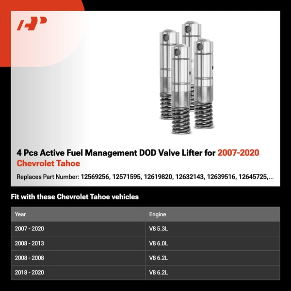 4 Pcs Active Fuel Management DOD Valve Lifter for 2007-2020 Chevrolet Tahoe