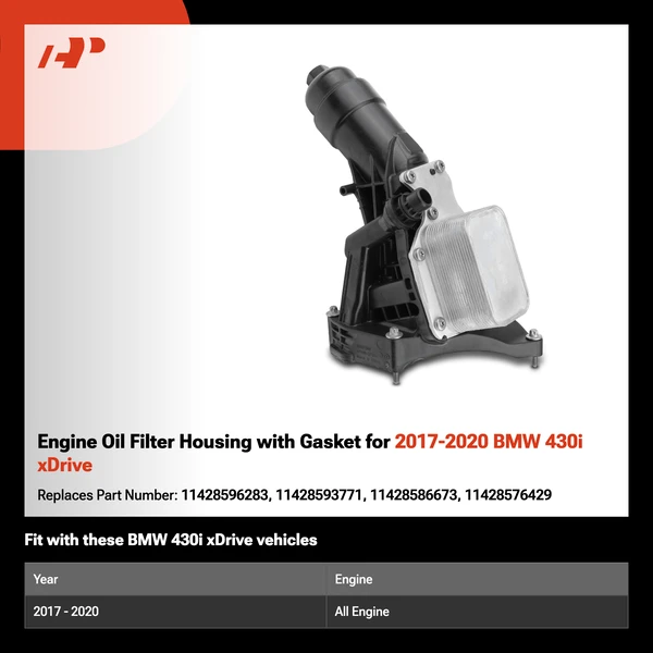 Engine Oil Filter Housing with Gasket for 2017-2020 BMW 430i xDrive