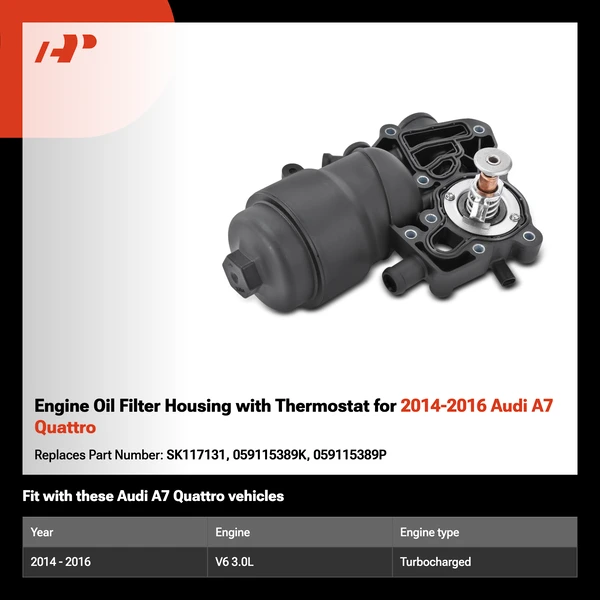 Engine Oil Filter Housing with Thermostat for 2014-2016 Audi A7 Quattro