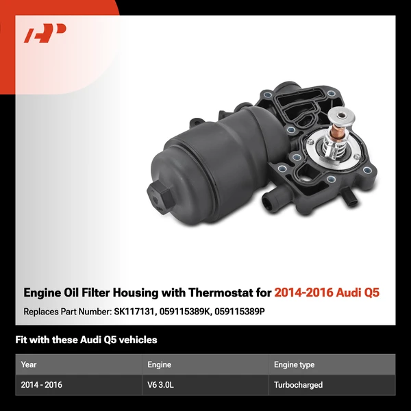 Engine Oil Filter Housing with Thermostat for 2014-2016 Audi Q5
