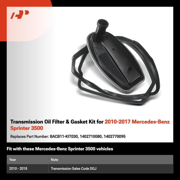 Transmission Oil Filter & Gasket Kit for 2010-2017 Mercedes-Benz Sprinter 3500