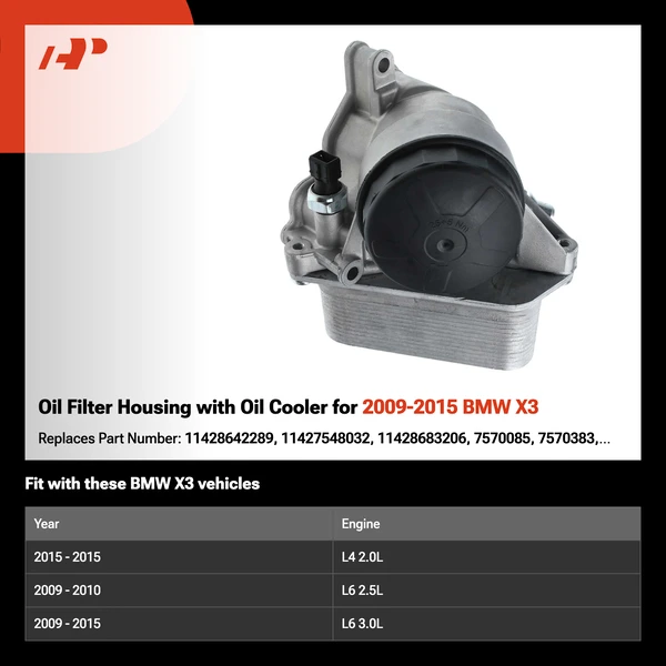 Oil Filter Housing with Oil Cooler for 2009-2015 BMW X3