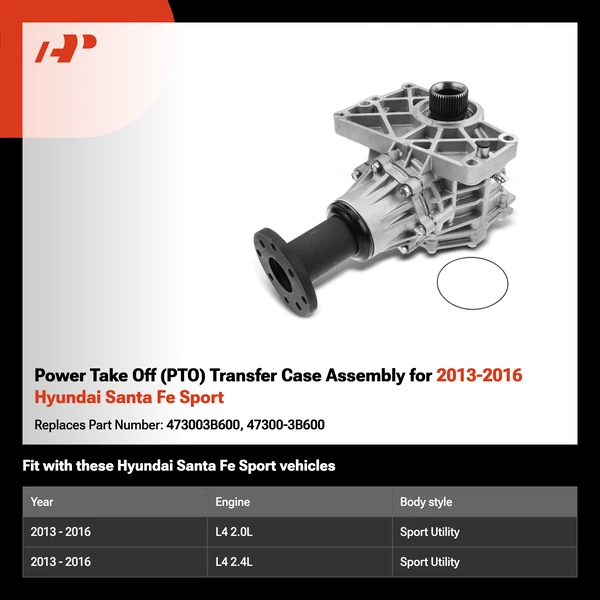 Power Take Off (PTO) Transfer Case Assembly for 2013-2016 Hyundai Santa Fe Sport