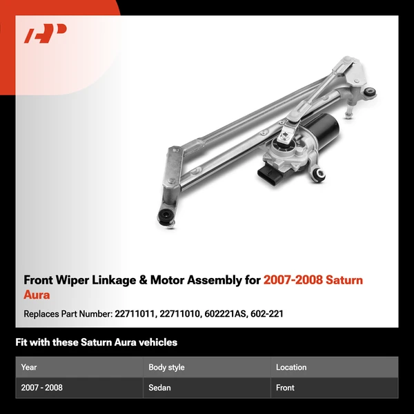 Front Wiper Linkage & Motor Assembly for 2007-2008 Saturn Aura