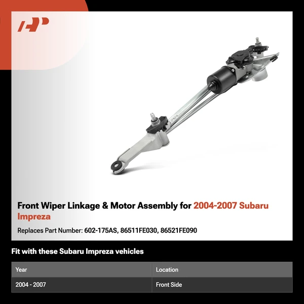 Front Wiper Linkage & Motor Assembly for 2004-2007 Subaru Impreza