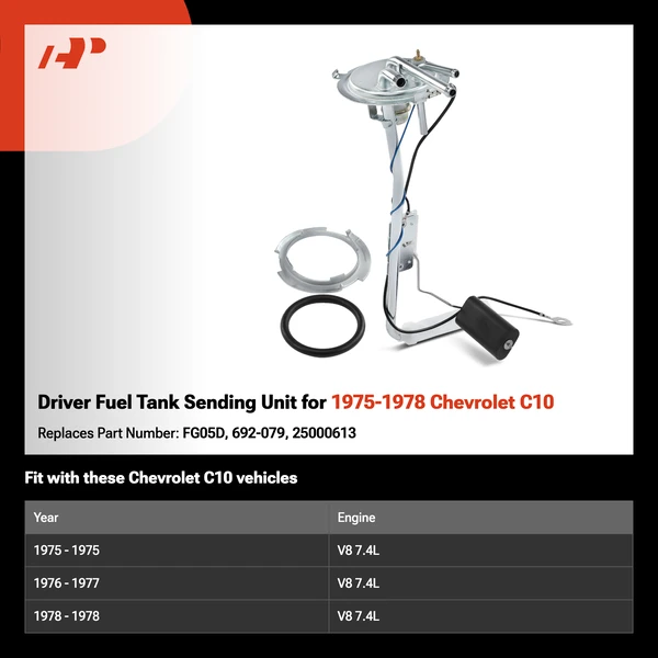 Driver Fuel Tank Sending Unit for 1975-1978 Chevrolet C10