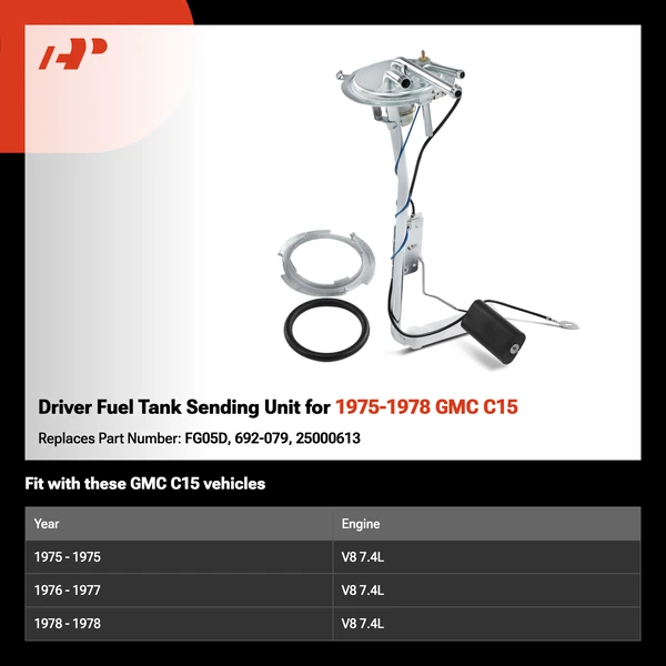 Driver Fuel Tank Sending Unit for 1975-1978 GMC C15