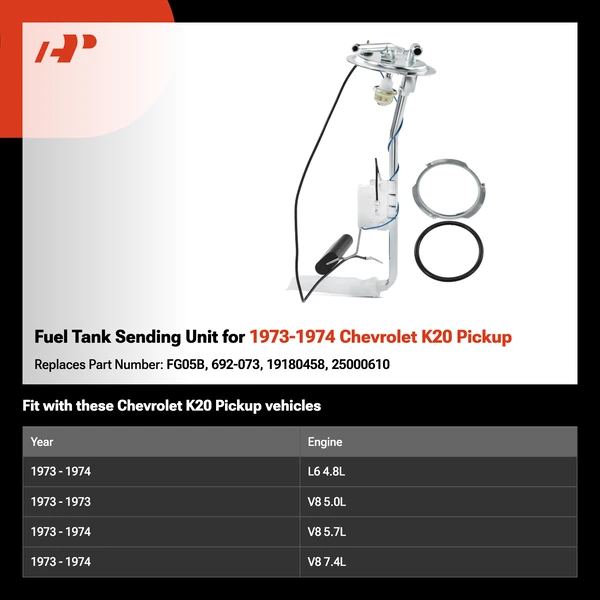 Fuel Tank Sending Unit for 1973-1974 Chevrolet K20 Pickup