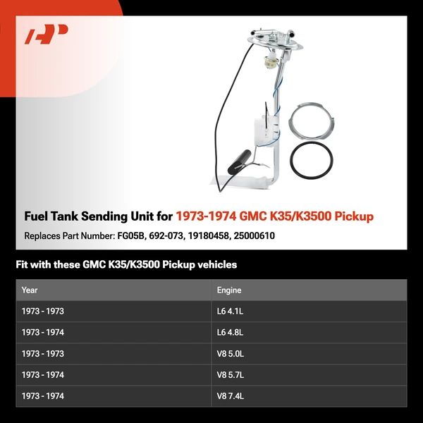 Fuel Tank Sending Unit for 1973-1974 GMC K35/K3500 Pickup