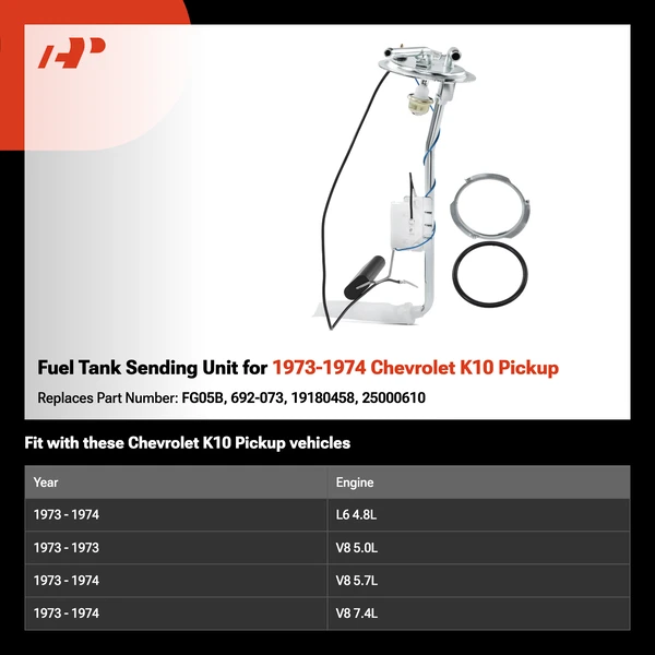 Fuel Tank Sending Unit for 1973-1974 Chevrolet K10 Pickup
