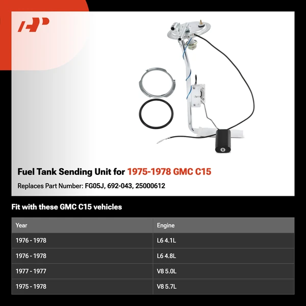 Fuel Tank Sending Unit for 1975-1978 GMC C15