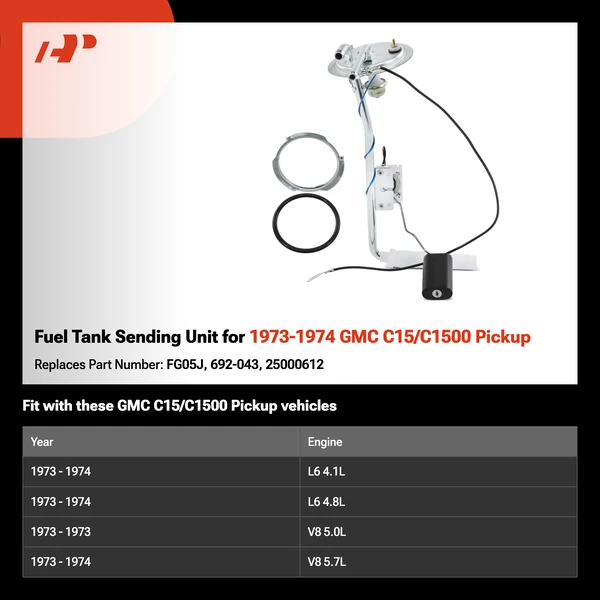 Fuel Tank Sending Unit for 1973-1974 GMC C15/C1500 Pickup