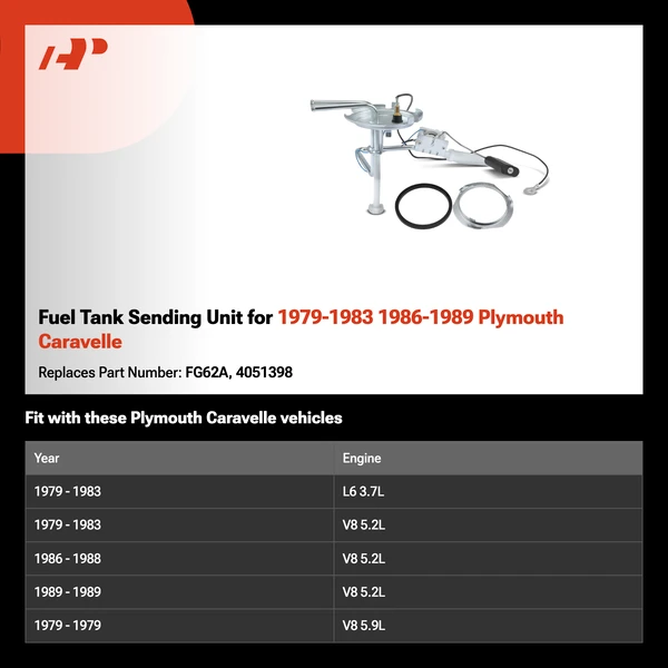 Fuel Tank Sending Unit for 1979-1983 1986-1989 Plymouth Caravelle