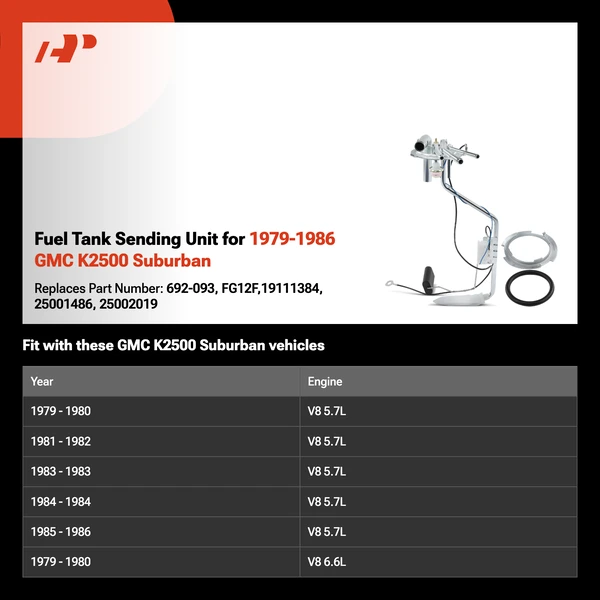 Fuel Tank Sending Unit for 1979-1986 GMC K2500 Suburban