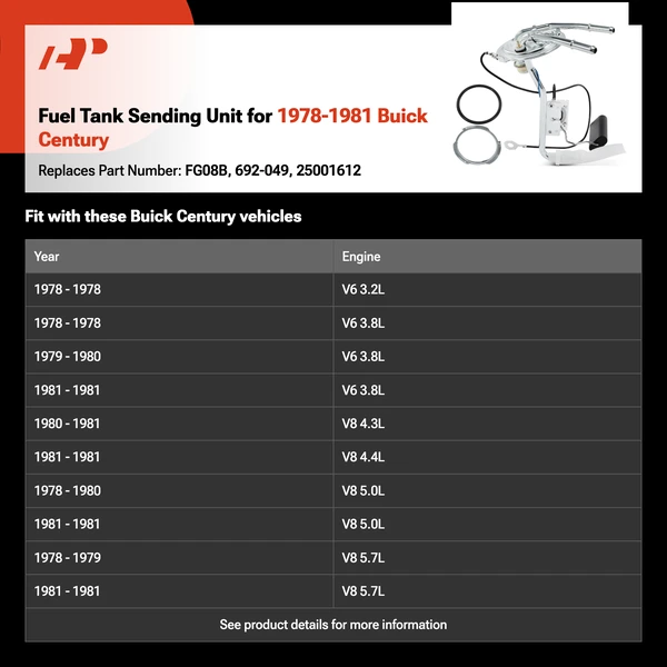 Fuel Tank Sending Unit for 1978-1981 Buick Century