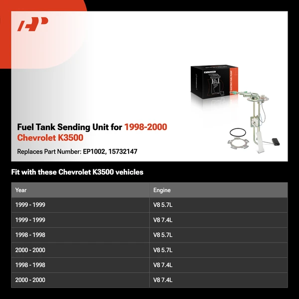 Fuel Tank Sending Unit for 1998-2000 Chevrolet K3500