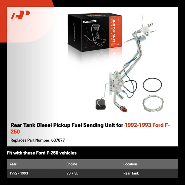 Rear Tank Diesel Pickup Fuel Sending Unit for 1992-1993 Ford F-250