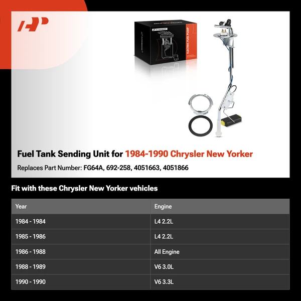Fuel Tank Sending Unit for 1984-1990 Chrysler New Yorker