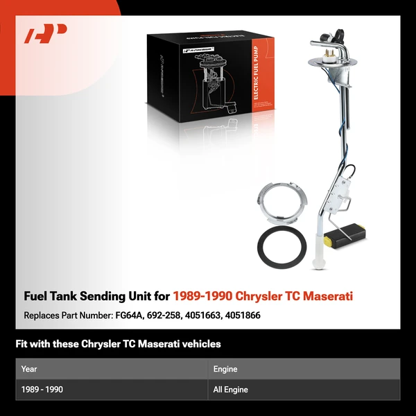 Fuel Tank Sending Unit for 1989-1990 Chrysler TC Maserati