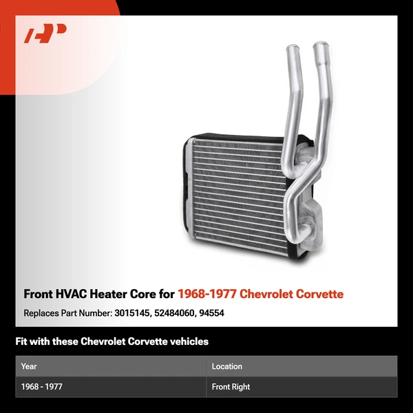 Front HVAC Heater Core for 1968-1977 Chevrolet Corvette
