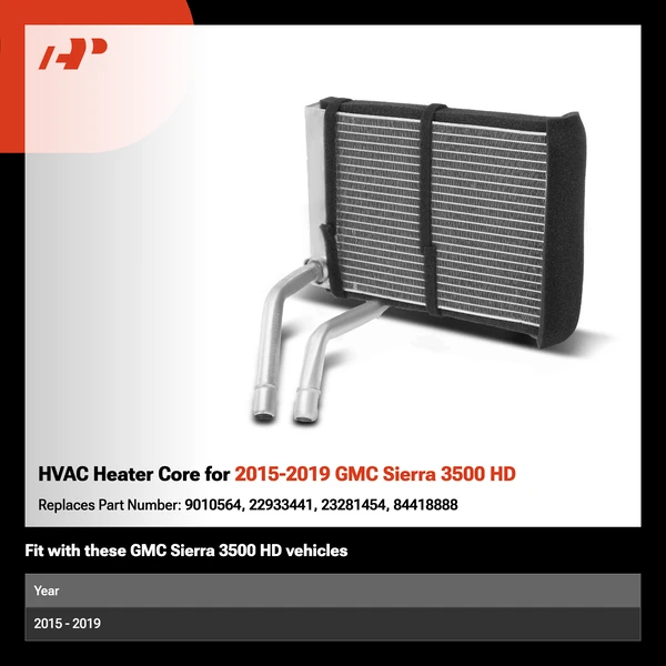 HVAC Heater Core for 2015-2019 GMC Sierra 3500 HD