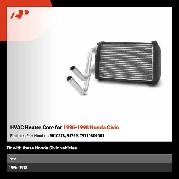 HVAC Heater Core for 1996-1998 Honda Civic