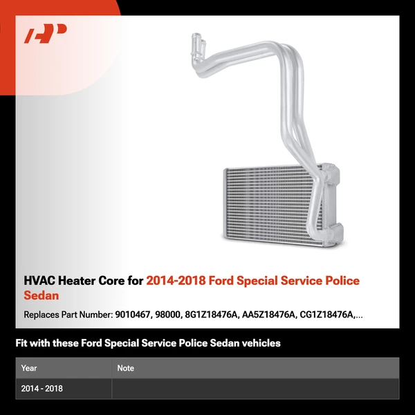 HVAC Heater Core for 2014-2018 Ford Special Service Police Sedan