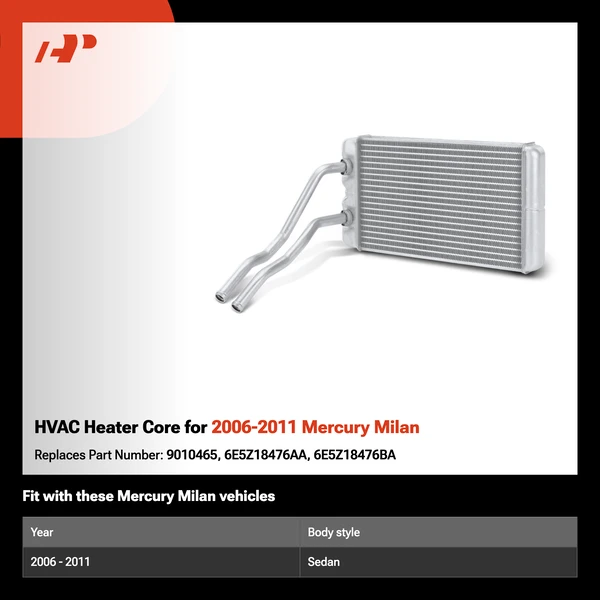 HVAC Heater Core for 2006-2011 Mercury Milan
