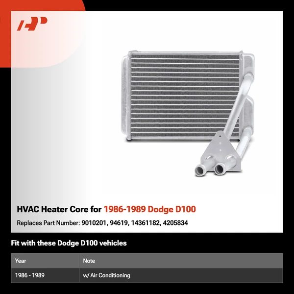 HVAC Heater Core for 1986-1989 Dodge D100