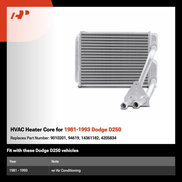 HVAC Heater Core for 1981-1993 Dodge D250