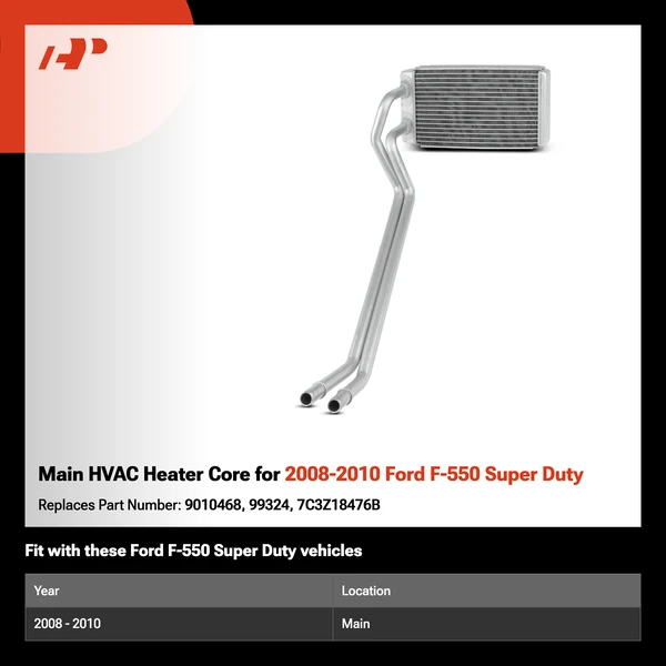Main HVAC Heater Core for 2008-2010 Ford F-550 Super Duty