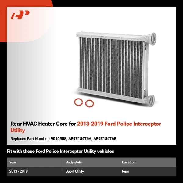 Rear HVAC Heater Core for 2013-2019 Ford Police Interceptor Utility