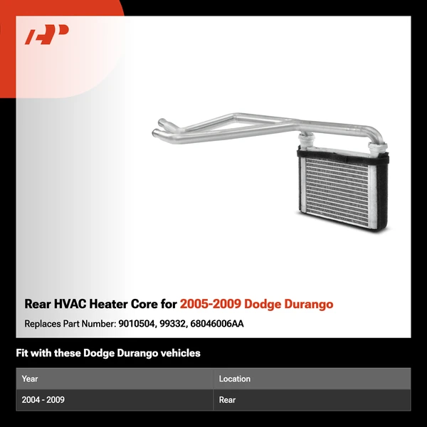 Rear HVAC Heater Core for 2005-2009 Dodge Durango