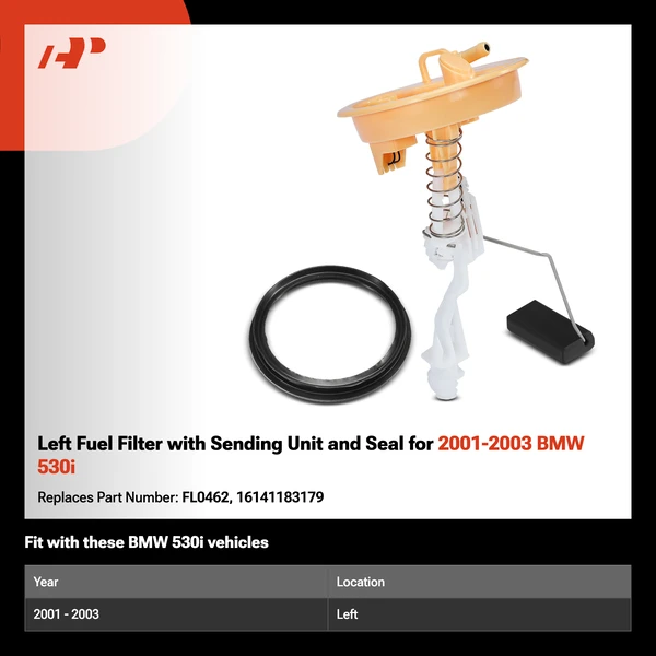 Left Fuel Filter with Sending Unit and Seal for 2001-2003 BMW 530i