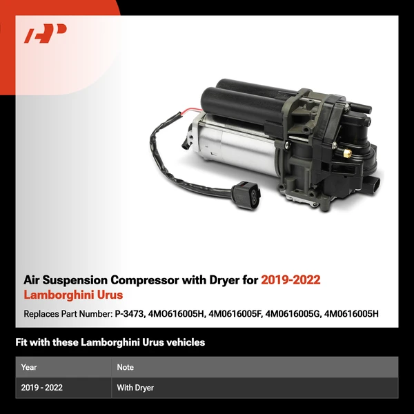 Air Suspension Compressor with Dryer for 2019-2022 Lamborghini Urus