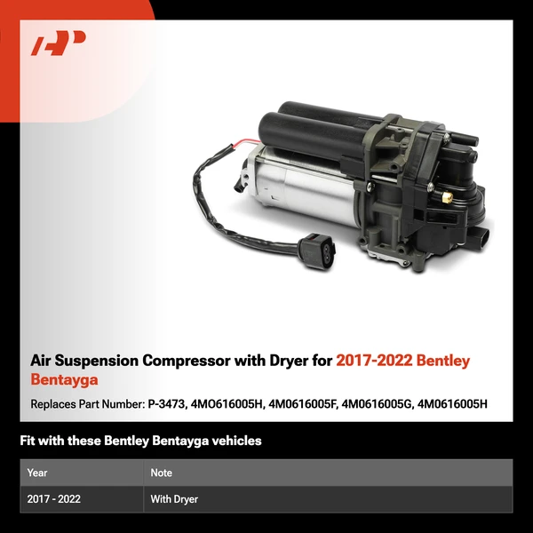 Air Suspension Compressor with Dryer for 2017-2022 Bentley Bentayga