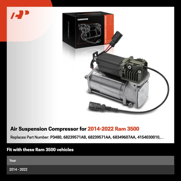 Air Suspension Compressor for 2014-2022 Ram 3500