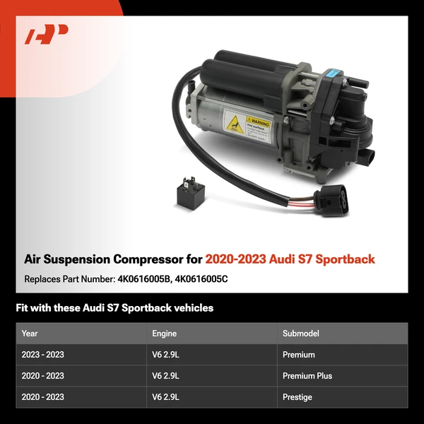 Air Suspension Compressor for 2020-2023 Audi S7 Sportback