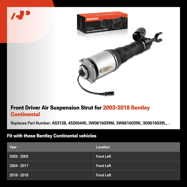 Front Driver Air Suspension Strut for 2003-2018 Bentley Continental