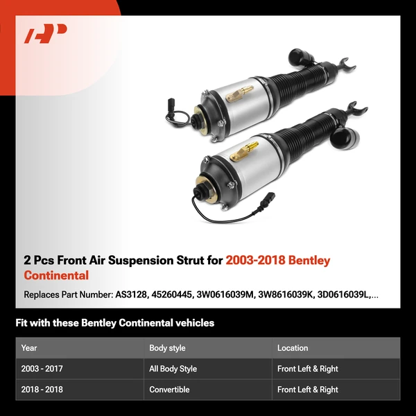 2 Pcs Front Air Suspension Strut for 2003-2018 Bentley Continental