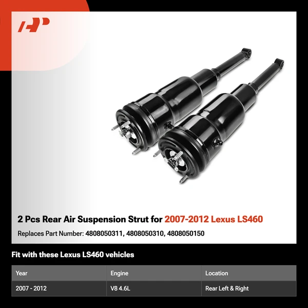2 Pcs Rear Air Suspension Strut for 2007-2012 Lexus LS460
