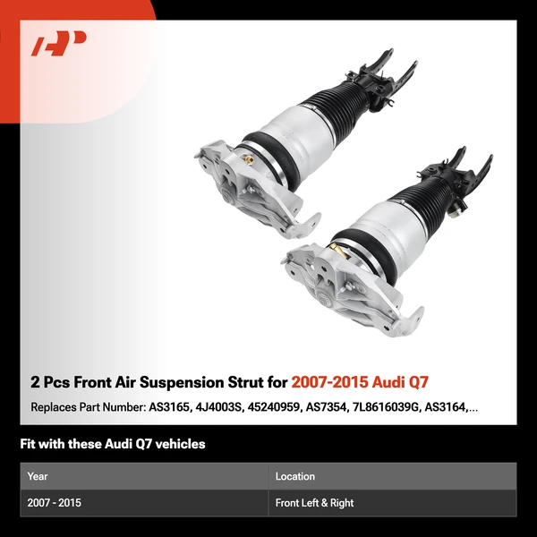 2 Pcs Front Air Suspension Strut for 2007-2015 Audi Q7