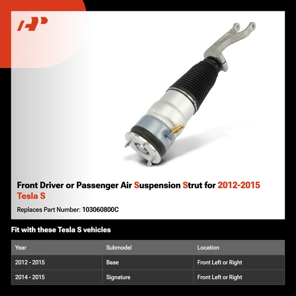 Front Driver or Passenger Air Suspension Strut for 2012-2015 Tesla S