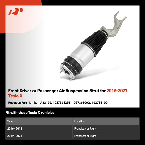 Front Driver or Passenger Air Suspension Strut for 2016-2021 Tesla X