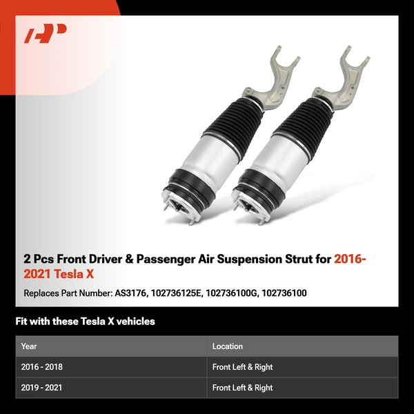 2 Pcs Front Driver & Passenger Air Suspension Strut for 2016-2021 Tesla X