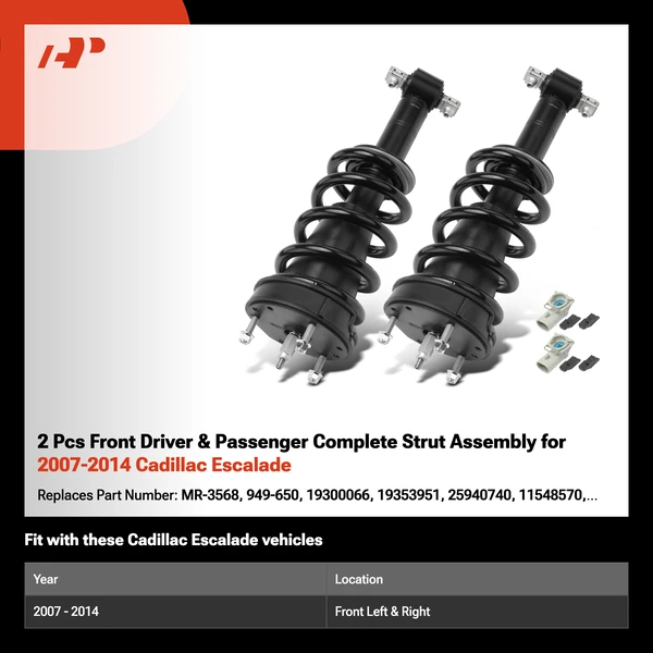 2 Pcs Front Driver & Passenger Complete Strut Assembly for 2007-2014 Cadillac Escalade