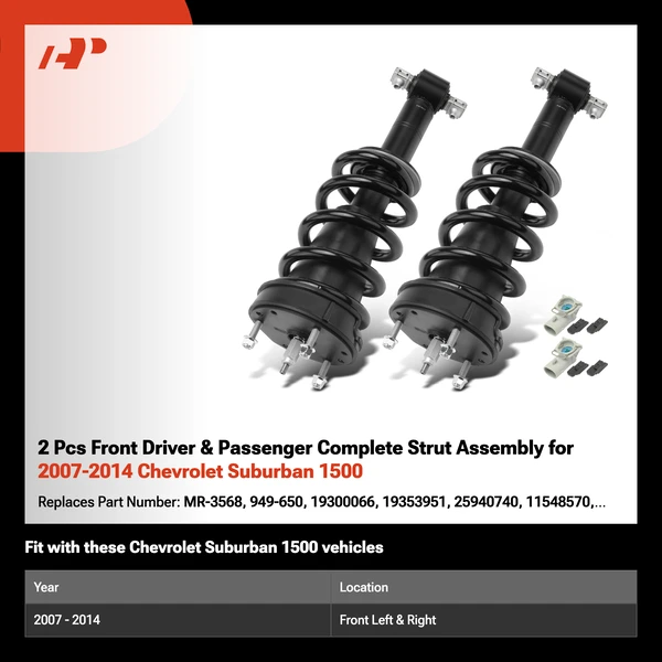 2 Pcs Front Driver & Passenger Complete Strut Assembly for 2007-2014 Chevrolet Suburban 1500