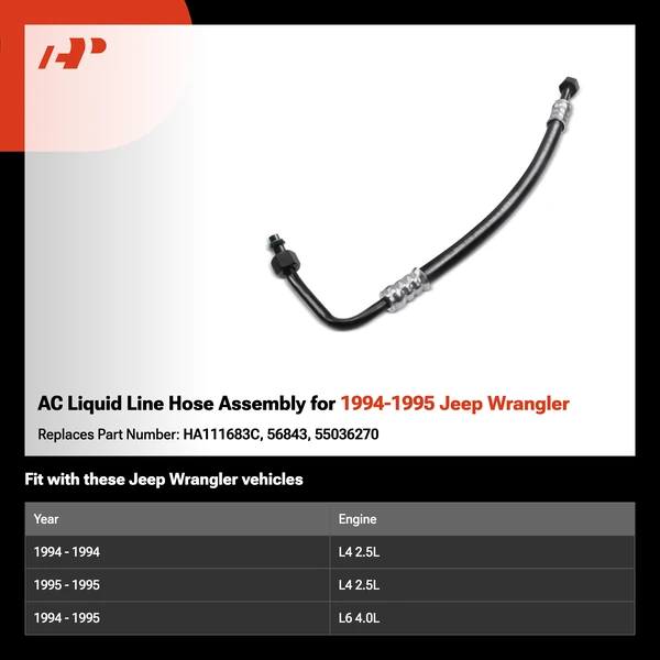 AC Liquid Line Hose Assembly for 1994-1995 Jeep Wrangler