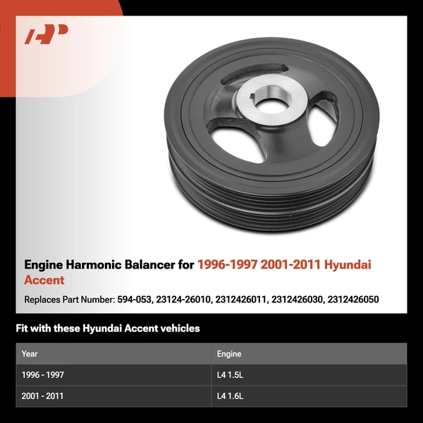 Engine Harmonic Balancer for 1996-1997 2001-2011 Hyundai Accent